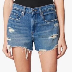 NWT Blank NYC "The Barrow" Vintage High Rise Shorts Distressed Sz 24 Short Blue